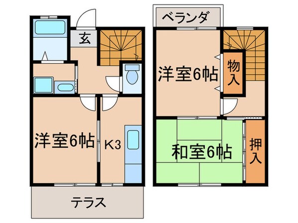 ベルカスタム（６・７号室）の物件間取画像